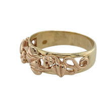 Load image into Gallery viewer, Celebrate growth, strength, and heritage with this pre-owned 9ct yellow and rose gold Clogau Tree of Life ring—a beautifully symbolic design with elegant contrast and Welsh tradition.

Design: The 7mm wide front features the iconic Tree of Life motif in flowing rose gold detail, symbolising continuity and natural beauty against a yellow gold backdrop.
Material: Made from a blend of 9-carat yellow and rare Welsh rose gold, the polished finish highlights the soft interplay of warm tones and intricate design.

