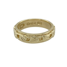 Load image into Gallery viewer, Celebrate love, connection, and heritage with this pre-owned 9ct yellow gold Clogau Cariad Tree of Life band ring—a meaningful design enriched with Welsh tradition and timeless elegance.

Design: The 5mm wide band features the iconic Tree of Life motif, symbolising growth and unity, with the word Cariad—Welsh for &quot;beloved&quot;—engraved as a heartfelt accent.
Material: Made from 9-carat yellow gold with rare Welsh gold, the polished finish enhances the flowing design and warm tone.

