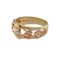 Load image into Gallery viewer, Embrace tradition, beauty, and symbolism with this pre-owned 9ct yellow and rose gold Clogau Tree of Life ring—a meaningful design inspired by nature and Welsh heritage.

Design: The 9mm high front features the iconic Tree of Life motif, with flowing vines in rose gold set against a yellow gold band, representing growth, renewal, and connection.
Material: Made from 9-carat yellow and rare Welsh rose gold, the polished finish enhances the rich contrast and fine detailing of the design.

