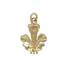 Load image into Gallery viewer, Celebrate heritage and pride with this pre-owned 9ct yellow gold Welsh Three Feathers pendant—a timeless emblem of tradition and identity.

Design: Featuring the iconic Three Feathers crest, the pendant is finely detailed to honour a symbol long associated with Welsh heritage and royal history.
Material: Made from 9-carat yellow gold, the polished finish enhances the intricate design and adds a warm, lustrous glow.

