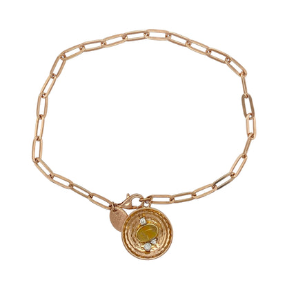 18ct Gold Diamond & Quartz Set 'Panning for Gold' 7.5" Bracelet