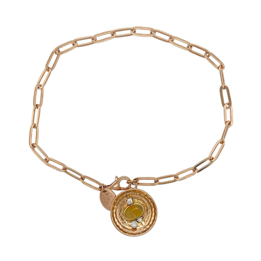 18ct Gold Diamond & Quartz Set 'Panning for Gold' 7.5" Bracelet