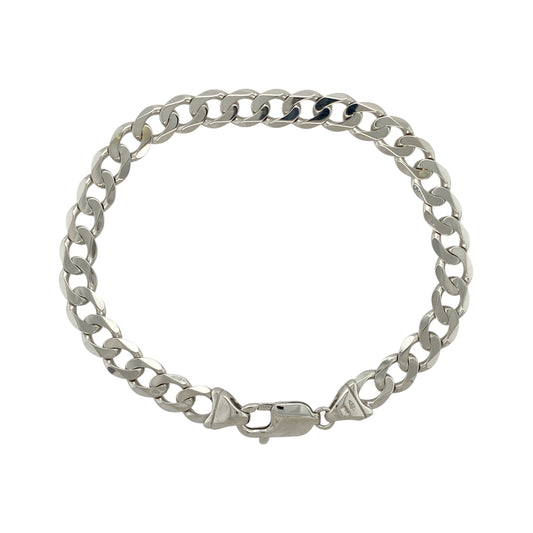 9ct White Gold 8.25" Curb Bracelet