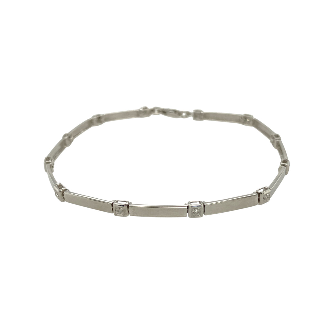 9ct White Gold & Diamond Set Bar 7