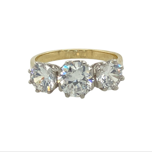 9ct Gold CZ Set Trilogy Ring