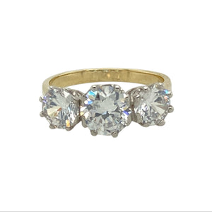 9ct Gold CZ Set Trilogy Ring