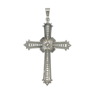 New 925 Silver & Cubic Zirconia Set Fancy Cross Pendant