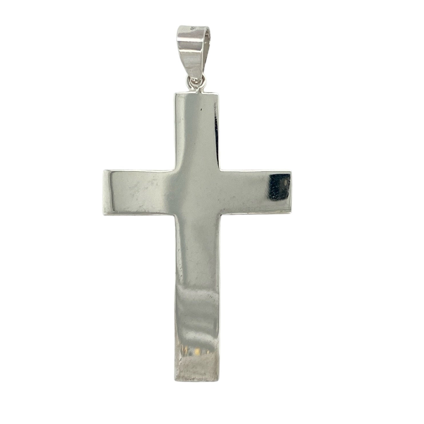 Bring timeless simplicity and classic elegance to your collection with this new 925 silver plain cross pendant, offering a clean design and refined presence—perfect for everyday wear or meaningful occasions.

Design: The pendant features a sleek cross measuring 6.3cm long (including the bail) by 3.4cm wide, showcasing smooth lines and a minimalist silhouette. The understated style makes it versatile and effortlessly elegant.
