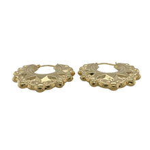 Load image into Gallery viewer, Bring warm elegance and bold shine to your collection with these new 9ct yellow gold fancy round creole earrings, offering a classic design and eye-catching presence—perfect for making a sophisticated statement.

Design: The earrings feature a large round creole style with a fancy, detailed finish, measuring approximately 30mm in diameter. Their graceful curves and intricate design create a striking and versatile silhouette that stands out beautifully.

