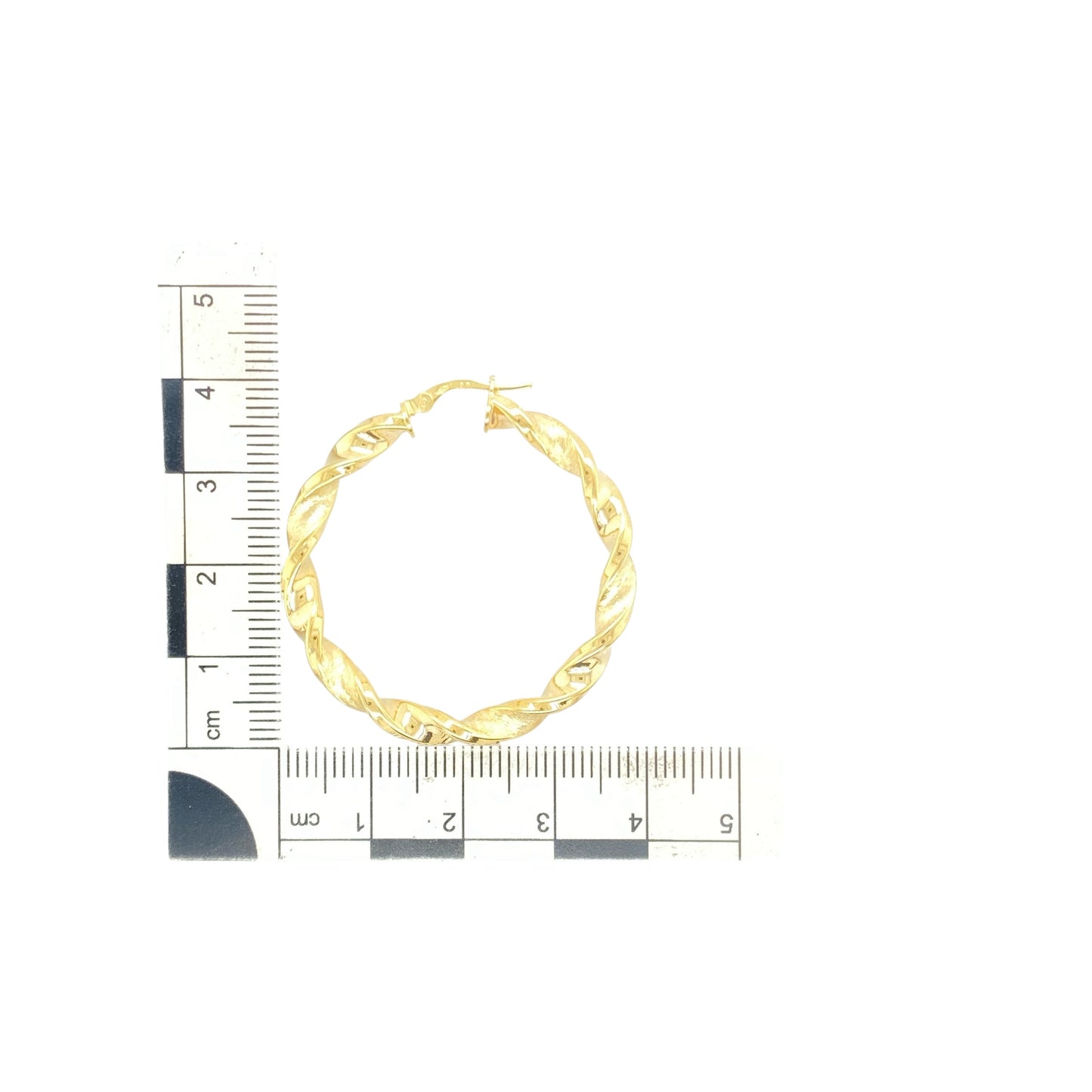 New 9ct Gold 40mm Twisted Hoop Creole Earrings
