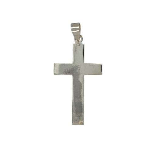 Bring timeless simplicity and classic style to your collection with this new 925 silver plain large cross pendant, offering a clean design and elegant presence—perfect for making a meaningful statement.

Design: The pendant features a sleek, minimalist cross design measuring 5.2cm long (including the bail) by 2.5cm wide. The smooth lines and understated silhouette create a versatile and refined look that pairs effortlessly with any style.
