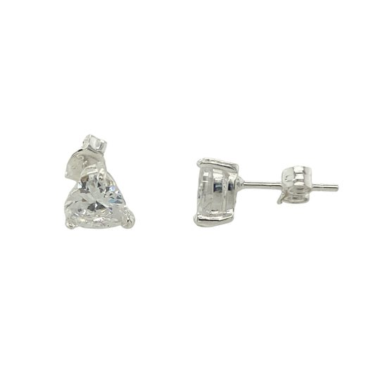 925 Silver 7mm Heart Cubic Zirconia Stud Earrings