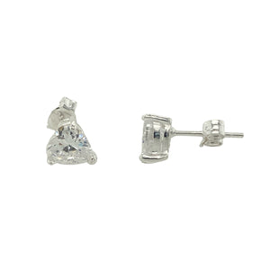 925 Silver 7mm Heart Cubic Zirconia Stud Earrings