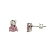 Load image into Gallery viewer, 925 Silver 7mm Pink Cubic Zirconia Heart Earrings
