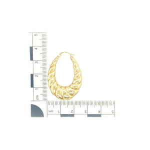 9ct Gold Patterned Oval Creole Earrings