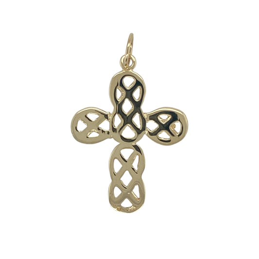 Bring symbolic beauty and timeless elegance to your collection with this pre-owned 9ct yellow gold Celtic knot cross pendant, offering a refined blend of meaningful design and classic style—perfect for everyday wear or special occasions.

Design: The pendant features an intricate Celtic knot cross motif, symbolising eternity, unity, and faith, creating a striking and meaningful focal point.
