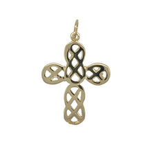 Load image into Gallery viewer, Bring symbolic beauty and timeless elegance to your collection with this pre-owned 9ct yellow gold Celtic knot cross pendant, offering a refined blend of meaningful design and classic style—perfect for everyday wear or special occasions.

Design: The pendant features an intricate Celtic knot cross motif, symbolising eternity, unity, and faith, creating a striking and meaningful focal point.

