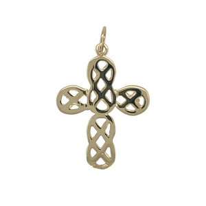 Bring symbolic beauty and timeless elegance to your collection with this pre-owned 9ct yellow gold Celtic knot cross pendant, offering a refined blend of meaningful design and classic style—perfect for everyday wear or special occasions.

Design: The pendant features an intricate Celtic knot cross motif, symbolising eternity, unity, and faith, creating a striking and meaningful focal point.
