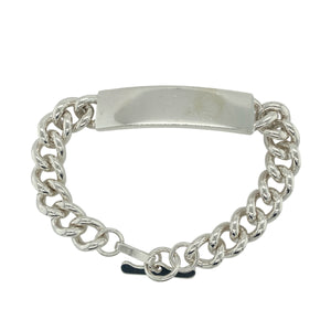 925 Silver 8.5" T Bar Identity Curb Bracelet
