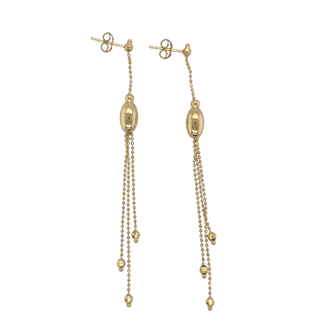 9ct Gold Bead Drop Stud Earrings