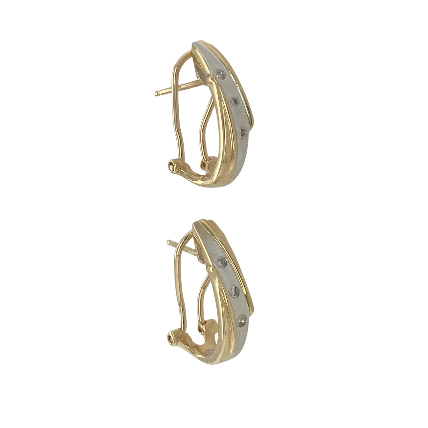 9ct Gold & Diamond Set Clip Up Hoop Style Stud Earrings