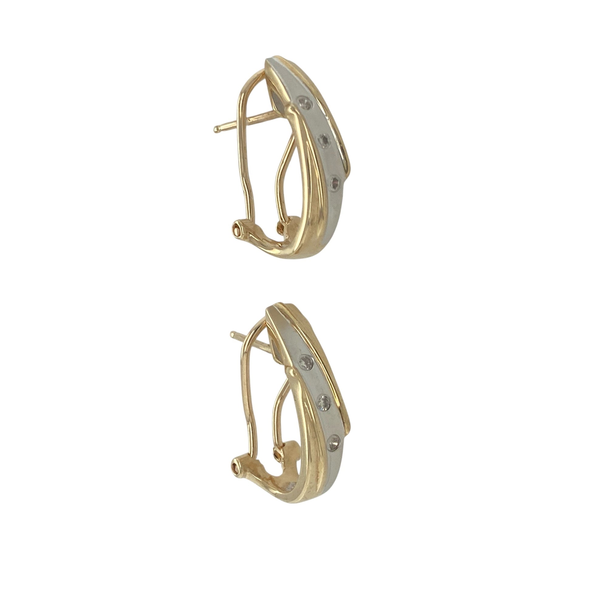 9ct Gold & Diamond Set Clip Up Hoop Style Stud Earrings