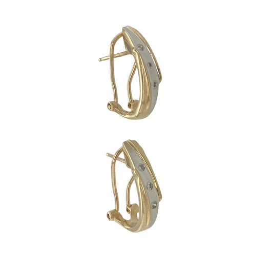 9ct Gold & Diamond Set Clip Up Hoop Style Stud Earrings