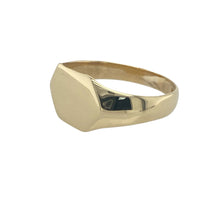 Load image into Gallery viewer, Bring bold elegance and modern edge to your collection with this pre-owned 9ct yellow gold hexagon signet ring, offering sleek geometry and timeless appeal — perfect for making a confident statement.

Design: This striking ring features a hexagon-shaped front measuring 10mm high, creating a distinctive, contemporary silhouette that stands out beautifully on the hand.
