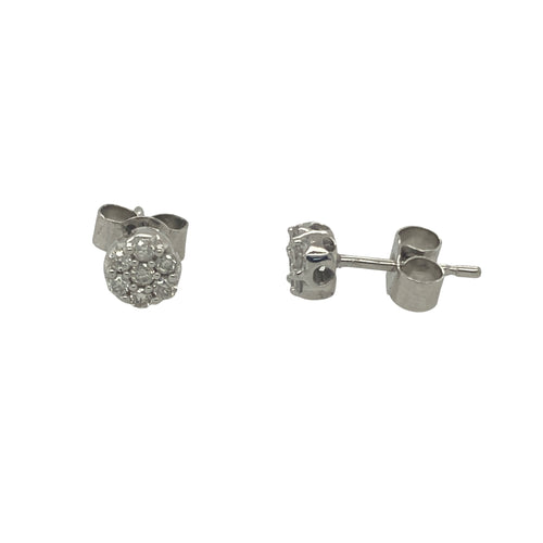 9ct White Gold & Diamond Set Cluster Stud Earrings
