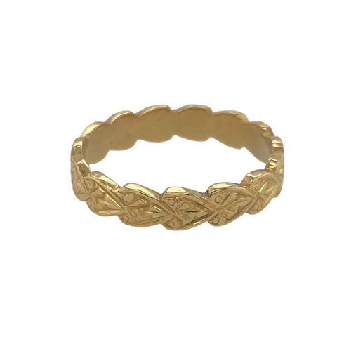 22ct Gold Patterned Band Ring