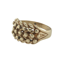 Load image into Gallery viewer, Bring bold texture and vintage style to your collection with this pre-owned 9ct yellow gold three row keeper ring—a striking design with rich detail and a strong, confident presence.

Design: The ring features a traditional keeper style with three woven rows across the front, measuring 15mm in height, offering a bold and textured look with timeless appeal.
Material: Made from 9-carat yellow gold, the warm polished finish enhances the raised detailing and gives the piece a classic, substantial feel.

