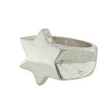 Load image into Gallery viewer, Bring bold style and celestial edge to your collection with this new 925 solid silver star signet ring—a striking piece with standout presence and modern symbolism.

Design: The ring features a large 22mm high front engraved with a bold star motif, offering strong lines and a distinctive statement look.
Material: Made from solid 925 sterling silver, the polished finish gives the ring a bright, clean shine and enhances the crisp detailing of the star design.

