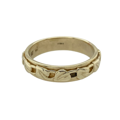Celebrate connection, heritage, and love with this pre-owned 9ct yellow gold Clogau Tree of Life band ring—rich in symbolism and timeless in design.

Design: The 5mm wide band features Clogau’s iconic Tree of Life motif in flowing detail, representing growth, strength, and the continuity of life.
Material: Made from 9-carat yellow gold with rare Welsh gold included, this piece reflects Clogau’s commitment to craftsmanship and heritage.
