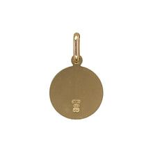 Load image into Gallery viewer, Meaningful and classic, this pre-owned 9ct yellow gold St Christopher pendant offers timeless protection in a compact design—perfect for everyday wear or as a thoughtful gift.

Design: The pendant features a small round medallion with a detailed depiction of St Christopher, the patron saint of travellers.
Material: Made from 9-carat yellow gold, the polished finish enhances the engraved detail and provides a warm, traditional look.

