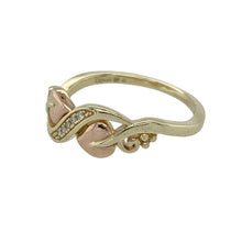 Load image into Gallery viewer, Symbolic and beautifully crafted, this pre-owned 9ct yellow and rose gold Tree of Life ring features delicate diamond accents and meaningful design—perfect for everyday inspiration or heartfelt gifting.

Design: The ring showcases a 7mm high Tree of Life motif at the front, with rose gold branches and five sparkling diamonds nestled within the design for a graceful, organic touch.

