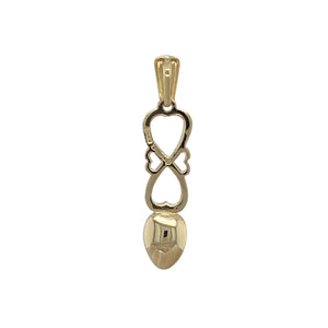 Symbolic and full of charm, this pre-owned 9ct yellow gold Welsh Celtic lovespoon pendant carries a heartfelt message in a traditional design—perfect for meaningful gifting or everyday wear.

Design: The pendant features a classic Celtic lovespoon design, representing love, friendship, and commitment, with intricate detailing in a slender form.
Material: Made from 9-carat yellow gold, the polished finish enhances the fine craftsmanship and gives the pendant a warm, elegant glow.
