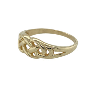 Timeless and symbolic, this pre-owned 9ct yellow gold Celtic knot ring features intricate design and meaningful detail—perfect for those who appreciate heritage style and enduring connection.

Design: The ring showcases a 6mm wide front with an elegant Celtic knot pattern, symbolising eternity, unity, and interconnectedness.
Material: Made from 9-carat yellow gold, the polished finish brings out the flowing detail of the knotwork with a warm, classic glow.

