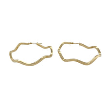 Load image into Gallery viewer, Graceful and unique, these pre-owned 9ct yellow gold wave hoop creole earrings feature flowing curves and polished shine—perfect for adding movement and elegance to your everyday style.

Design: Each earring showcases a classic creole hoop with a gentle wave design, offering a fluid silhouette that catches the light from every angle.
Material: Made from 9-carat yellow gold, the polished finish enhances the smooth curves and adds warmth to the contemporary shape.

