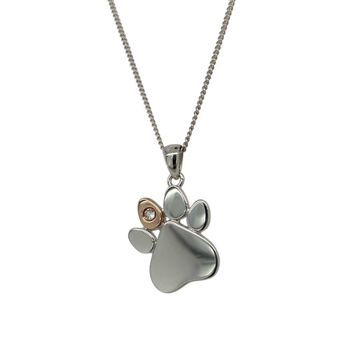 925 Silver & White Topaz Set Paw Print 18
