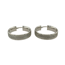 Load image into Gallery viewer, Bring shimmering elegance and versatile style to your jewellery collection with these pre-owned 9ct white gold sparkle hoop creole earrings—perfect for both everyday wear and special occasions.

Design: Each earring features a classic creole hoop shape with a sparkle-cut finish, catching the light beautifully for added brilliance.
Material: Made from 9-carat white gold, the polished surface and bright tone give a sleek, modern look with timeless appeal.

