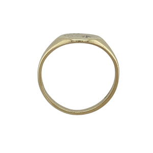 9ct Gold & Diamond Set Patterned Round Signet Ring
