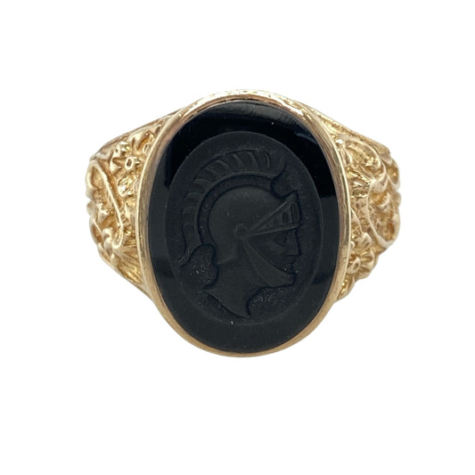 9ct Gold & Onyx Centurion Set Oval Signet Ring