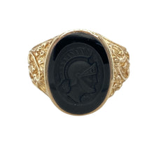 Load image into Gallery viewer, 9ct Gold &amp; Onyx Centurion Set Oval Signet Ring
