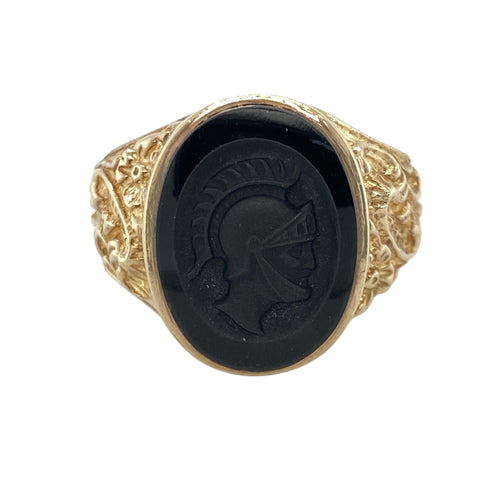 9ct Gold & Onyx Centurion Set Oval Signet Ring