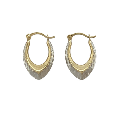 9ct Gold Patterned Creole Earrings