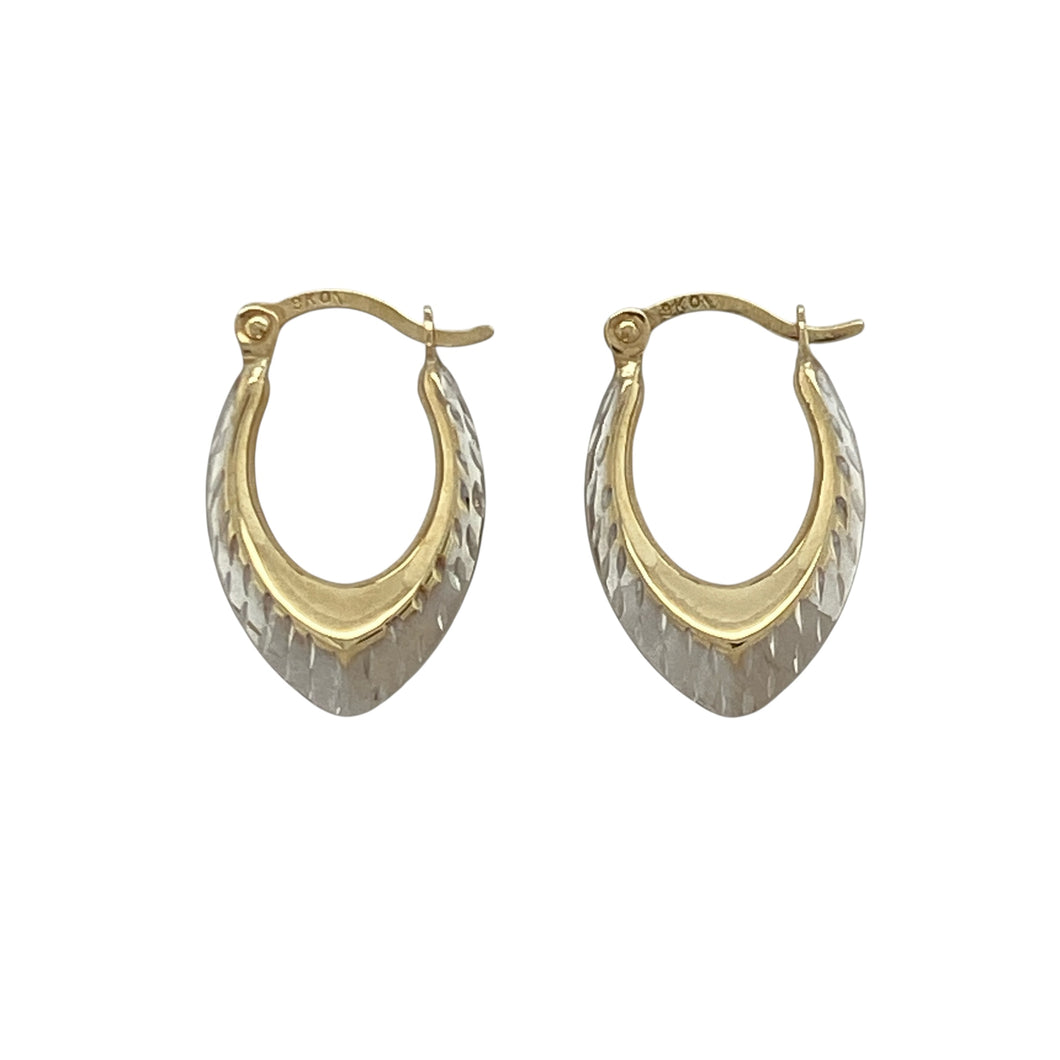 9ct Gold Patterned Creole Earrings