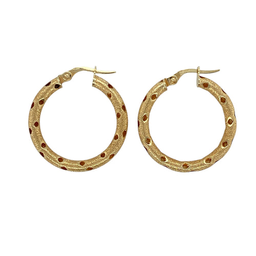 9ct Gold Textured Sparkle Open Hoop Creole Earrings
