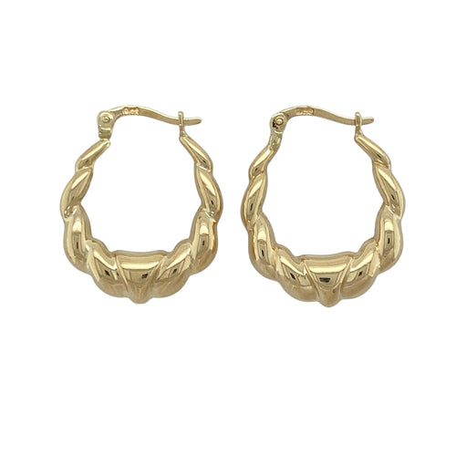 9ct Gold Bubble Style Oval Creole Earrings