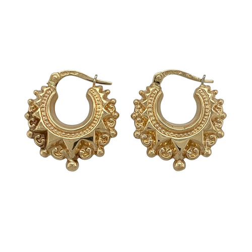 9ct Gold Fancy Hoop Creole Earrings