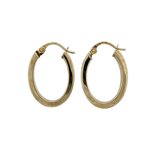 9ct Gold Greek Key Oval Creole Earrings